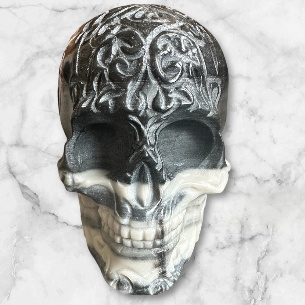 Zebra Jasper Craved Skull